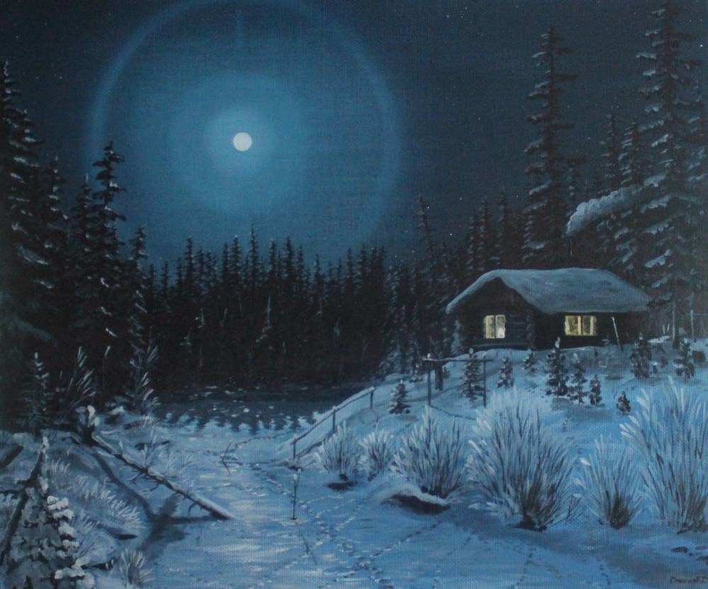 Стояла тихая морозная ночь. Зимняя Лунная ночь картина Янова Виктора. Зимняя ночь в живописи. Зимняя ночь в деревне. Зимний пейзаж ночью.